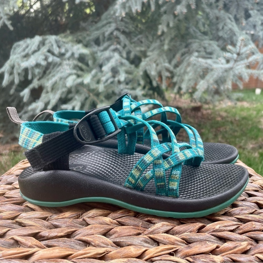 Kids Chaco ZX/1 Ecotread Teal Blue & Green Park/Play Waterproof Sports Sandals
